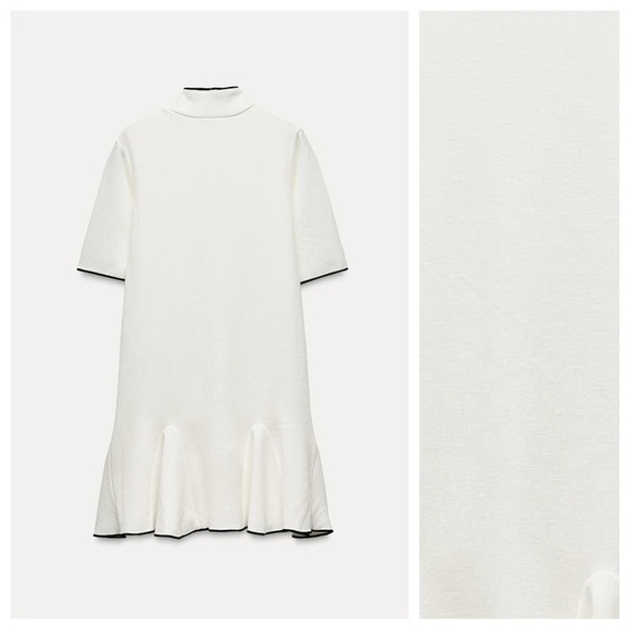 NWT. Zara White Viscose Blend Godet Short Dress. Size S. - Picture 5 of 11